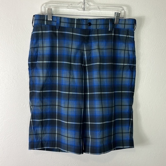 Nike Golf Tour Performance Shorts Men's 32 Blue Plaid Dri-Fit Inseam 11.75" - Picture 11 of 13